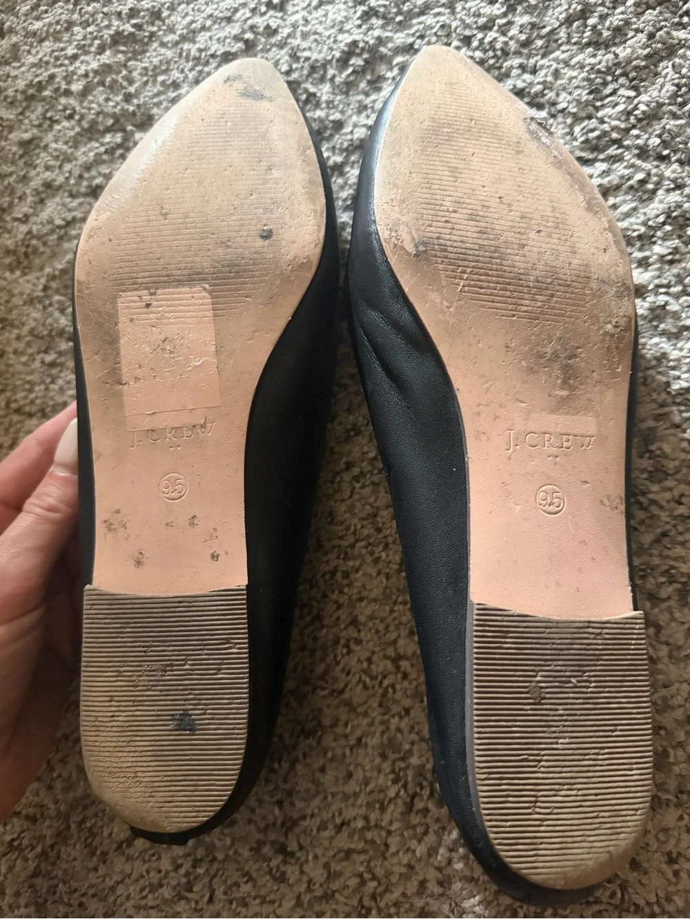 J. Crew Black Pointed Leather Flats